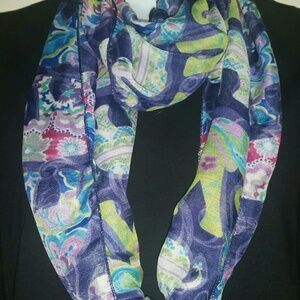 Scarf Infinity purple elephants blue green pink